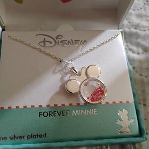 Disney Minnie Mouse Silver Necklace with Red Accents
